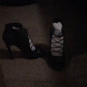 Black leather heels new never worn